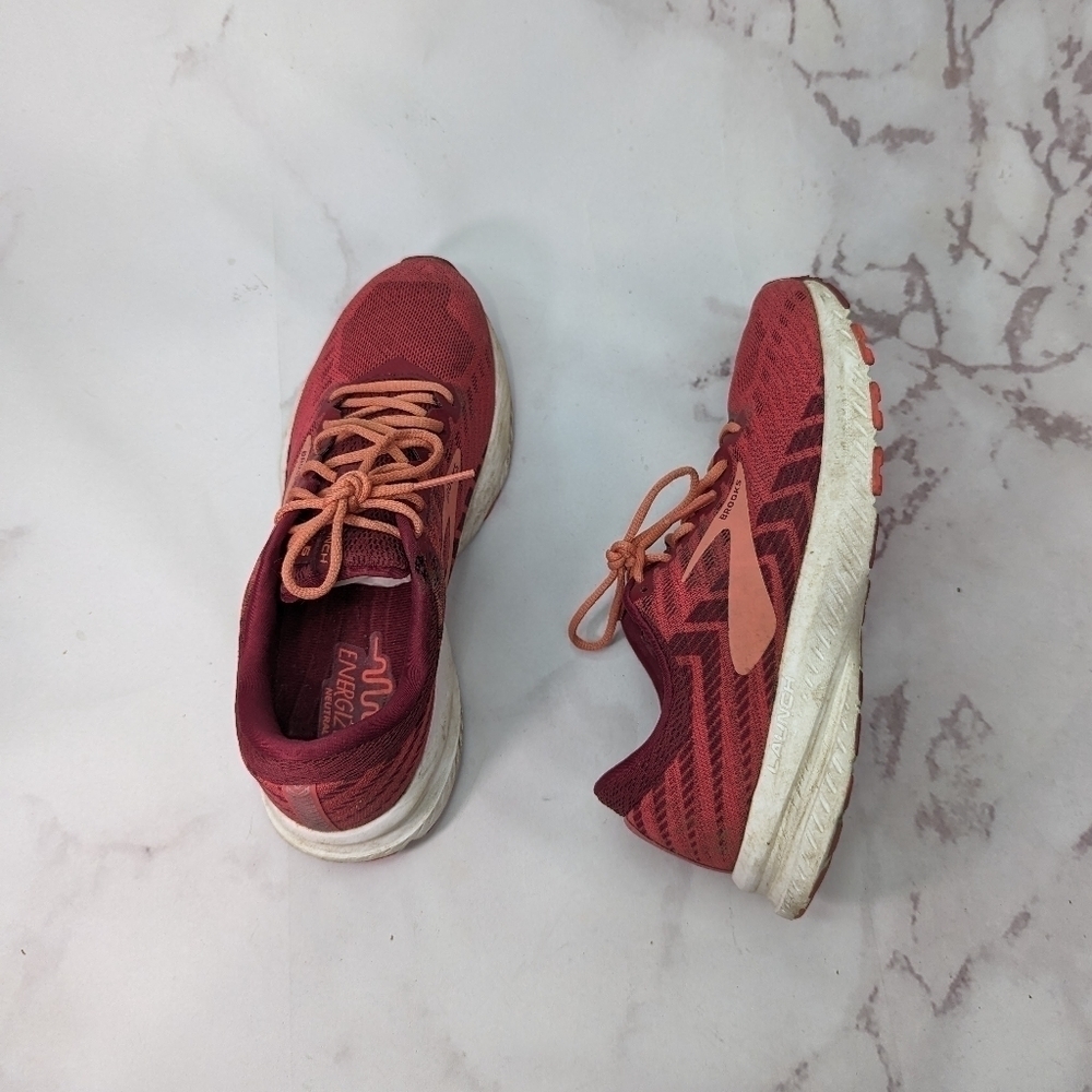 Brooks Launch 6 Womens 8.5 Red Pink Energize Neutral Shoes Sneaker Hiking